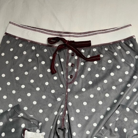 Pj Salvage Velour Lounge/PJ Pant. Grey with White Polka Dots and Port Trim, Lg. - Picture 4 of 16